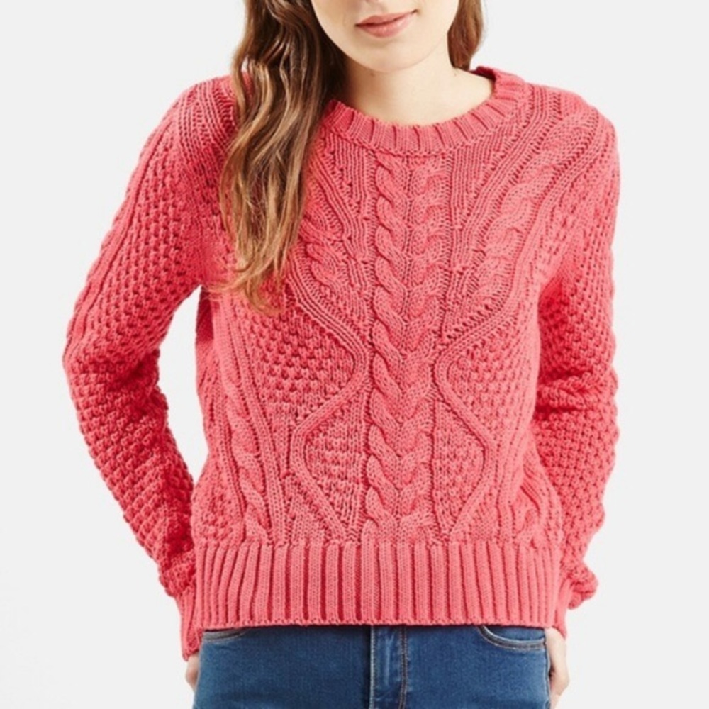 TOPSHOP - Coral/pink cropped sweater. Never worn!